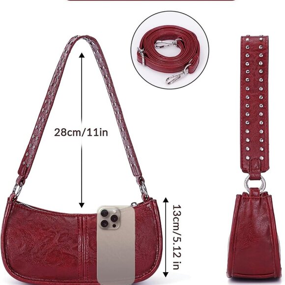 Women Shoulder Bag Faux Leather Small Crossbody Purse Retro Y2K Fashion - Picture 6 of 6